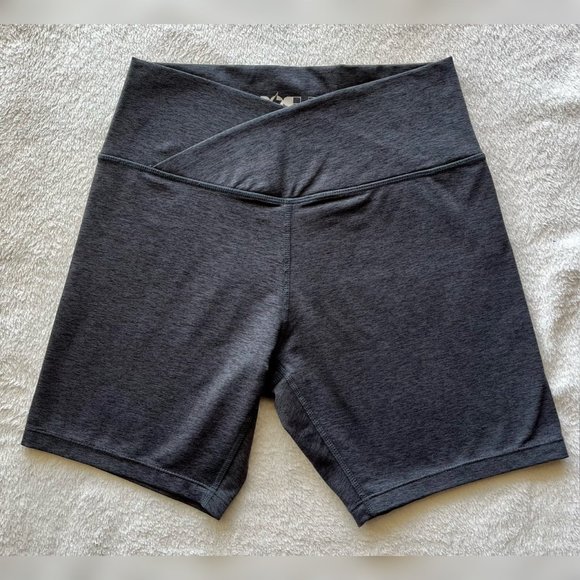 POPFLEX Pants - Popflex Crisscross Hourglass Biker Short in Dark Heather Grey